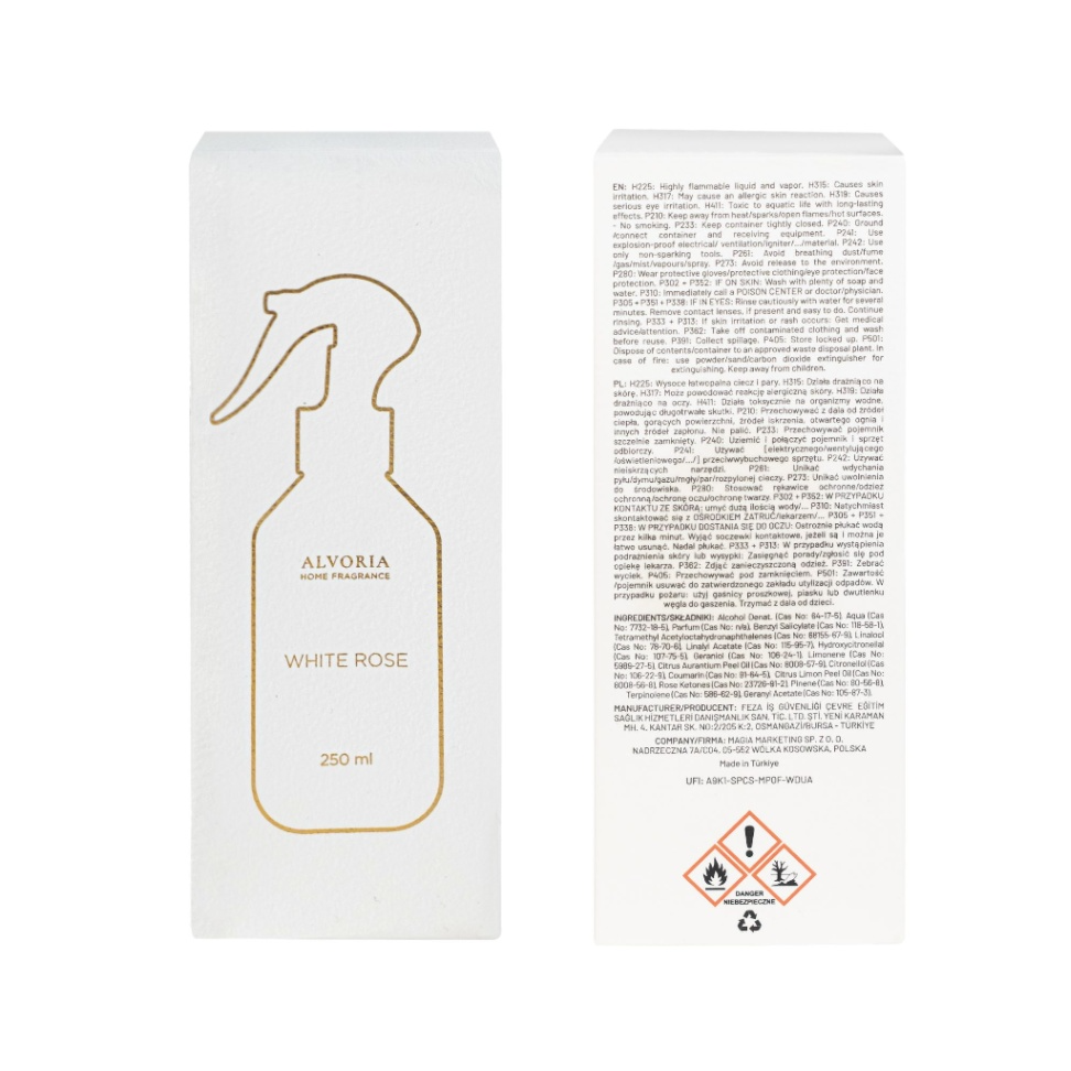 White Rose - Spray para el hogar Alvoria 250 ml
